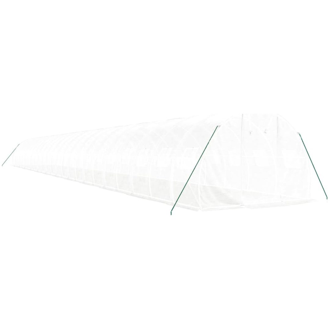 Växthus med stålram vit 72 m² vidaXL 24 x 3 x 2 m – bild 3