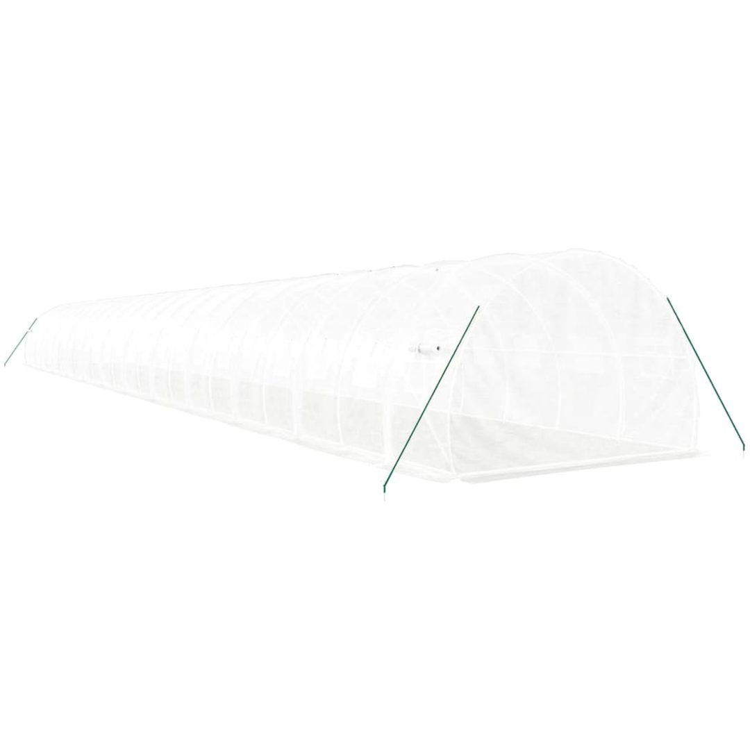Växthus med stålram vit 72 m² vidaXL 24 x 3 x 2 m – bild 6
