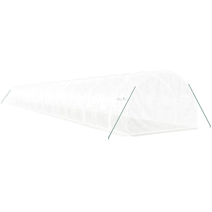 Växthus med stålram vit 72 m² vidaXL 24 x 3 x 2 m – bild 6