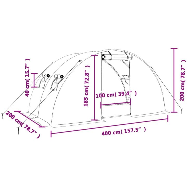 Växthus med stålram vit 8 m² vidaXL 4 x 2 x 2 m – bild 12