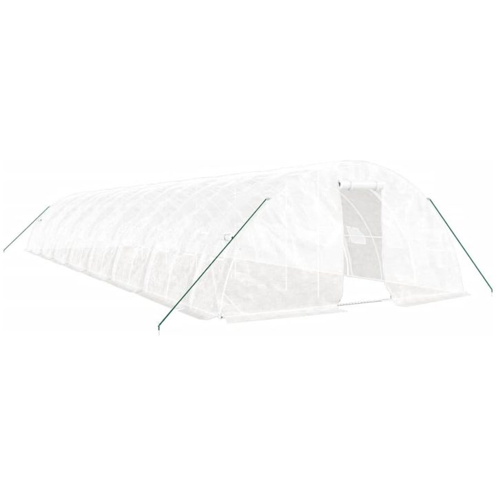 Växthus med stålram vit 80 m² vidaXL 16 x 5 x 2.3 m – bild 2
