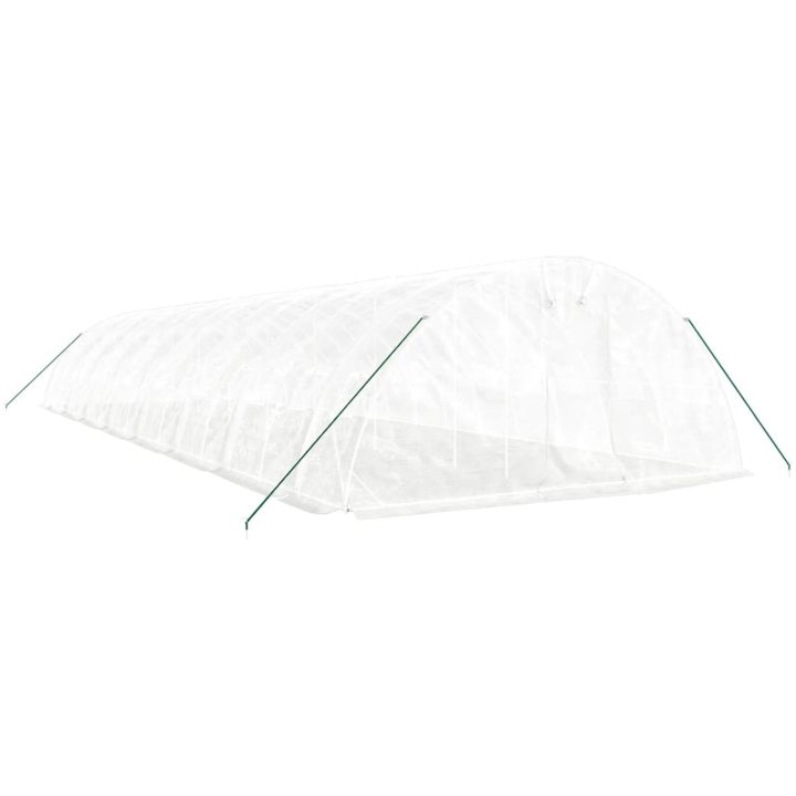 Växthus med stålram vit 80 m² vidaXL 16 x 5 x 2.3 m – bild 3