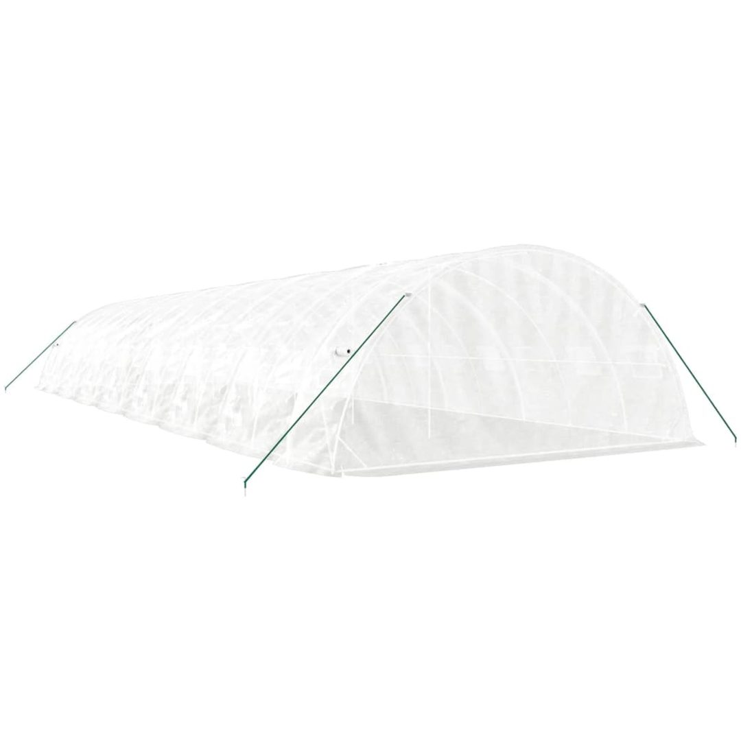 Växthus med stålram vit 80 m² vidaXL 16 x 5 x 2.3 m – bild 6