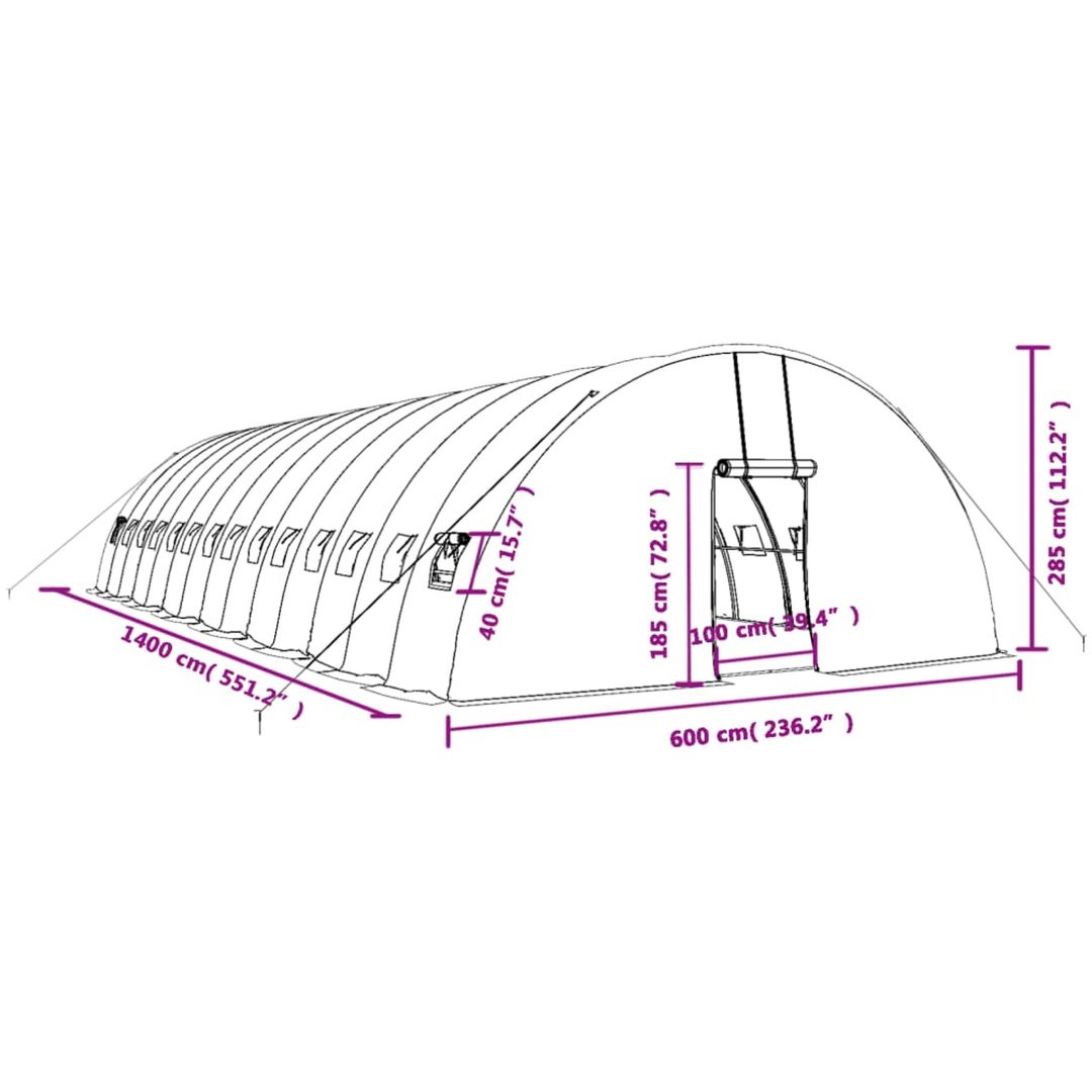 Växthus med stålram vit 84 m² vidaXL 14 x 6 x 2.85 m – bild 12