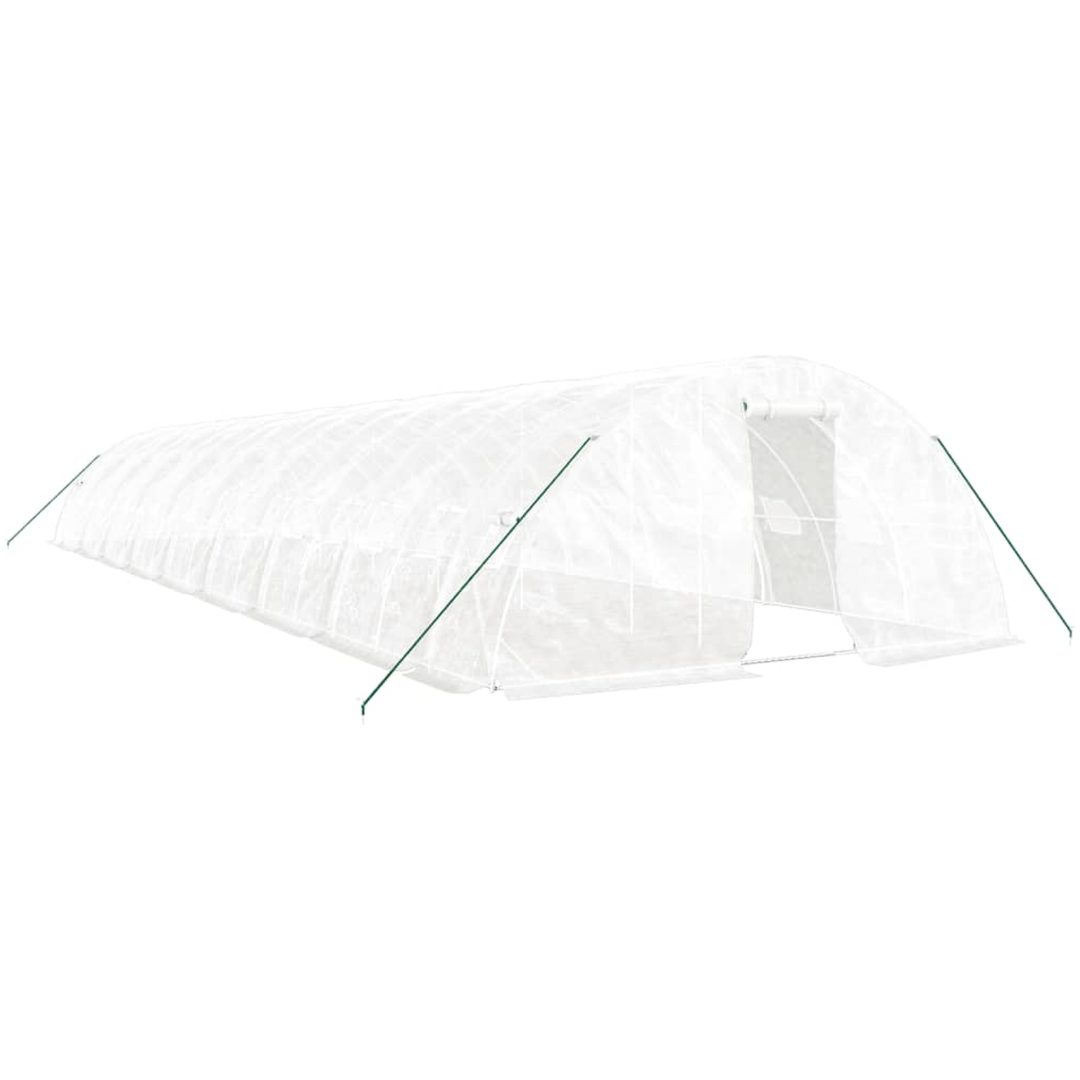 Växthus med stålram vit 90 m² vidaXL 18 x 5 x 2.3 m – bild 2