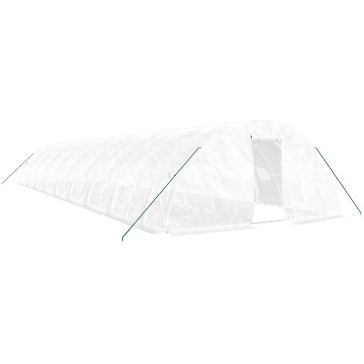 Växthus med stålram vit 90 m² vidaXL 18 x 5 x 2.3 m – bild 2