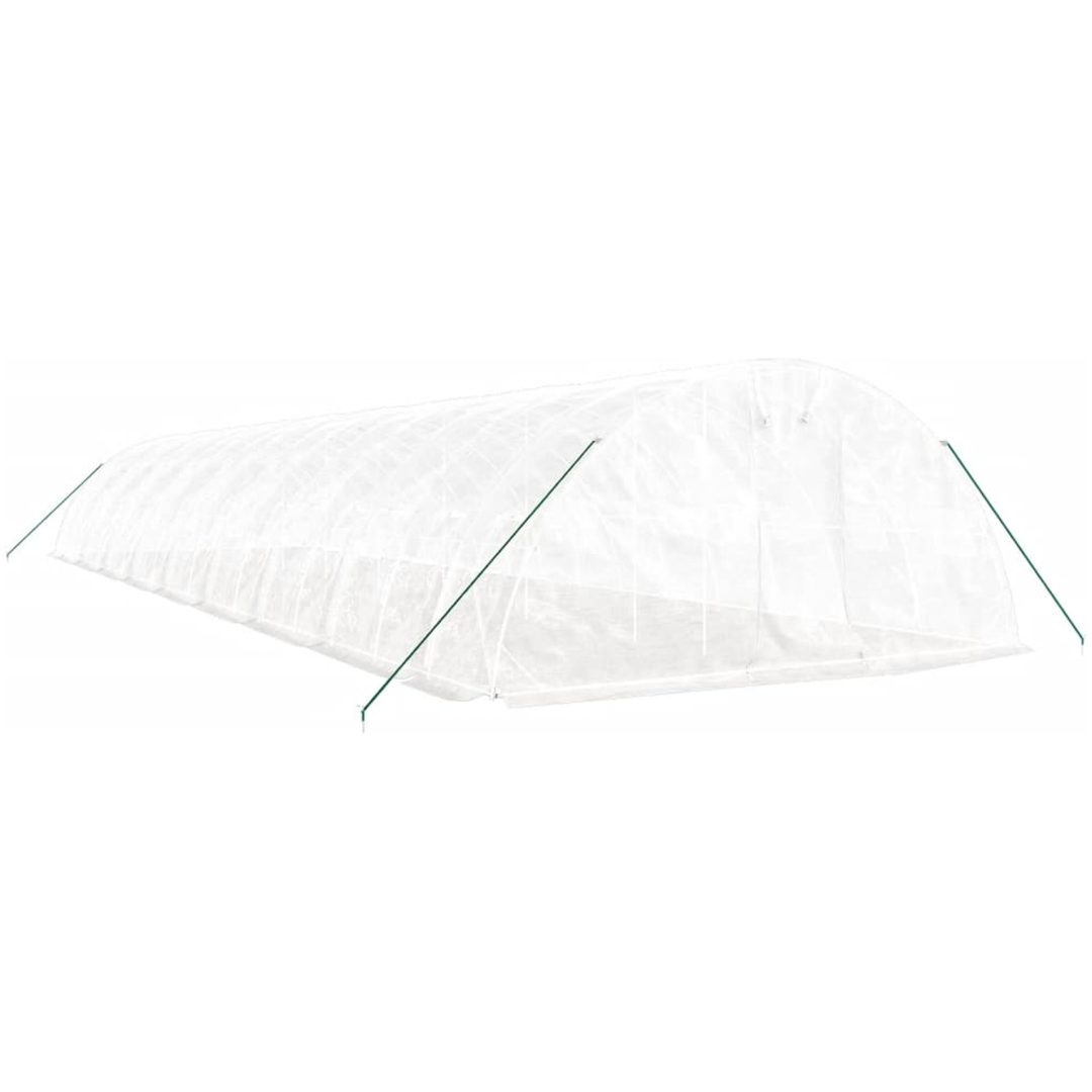 Växthus med stålram vit 90 m² vidaXL 18 x 5 x 2.3 m – bild 3