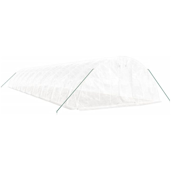 Växthus med stålram vit 90 m² vidaXL 18 x 5 x 2.3 m – bild 3