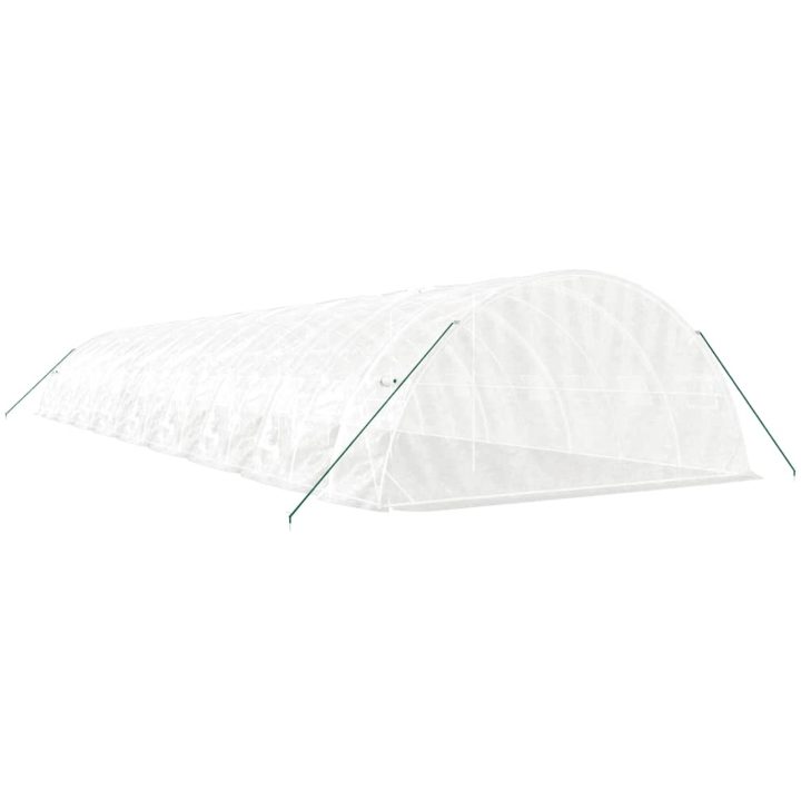 Växthus med stålram vit 90 m² vidaXL 18 x 5 x 2.3 m – bild 6
