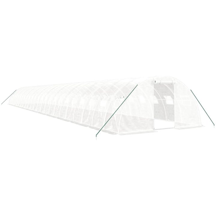 Växthus med stålram vit 96 m² vidaXL 24 x 4 x 2 m – bild 2