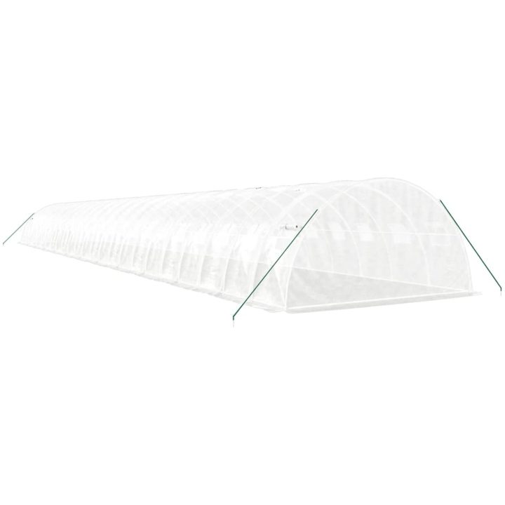 Växthus med stålram vit 96 m² vidaXL 24 x 4 x 2 m – bild 6