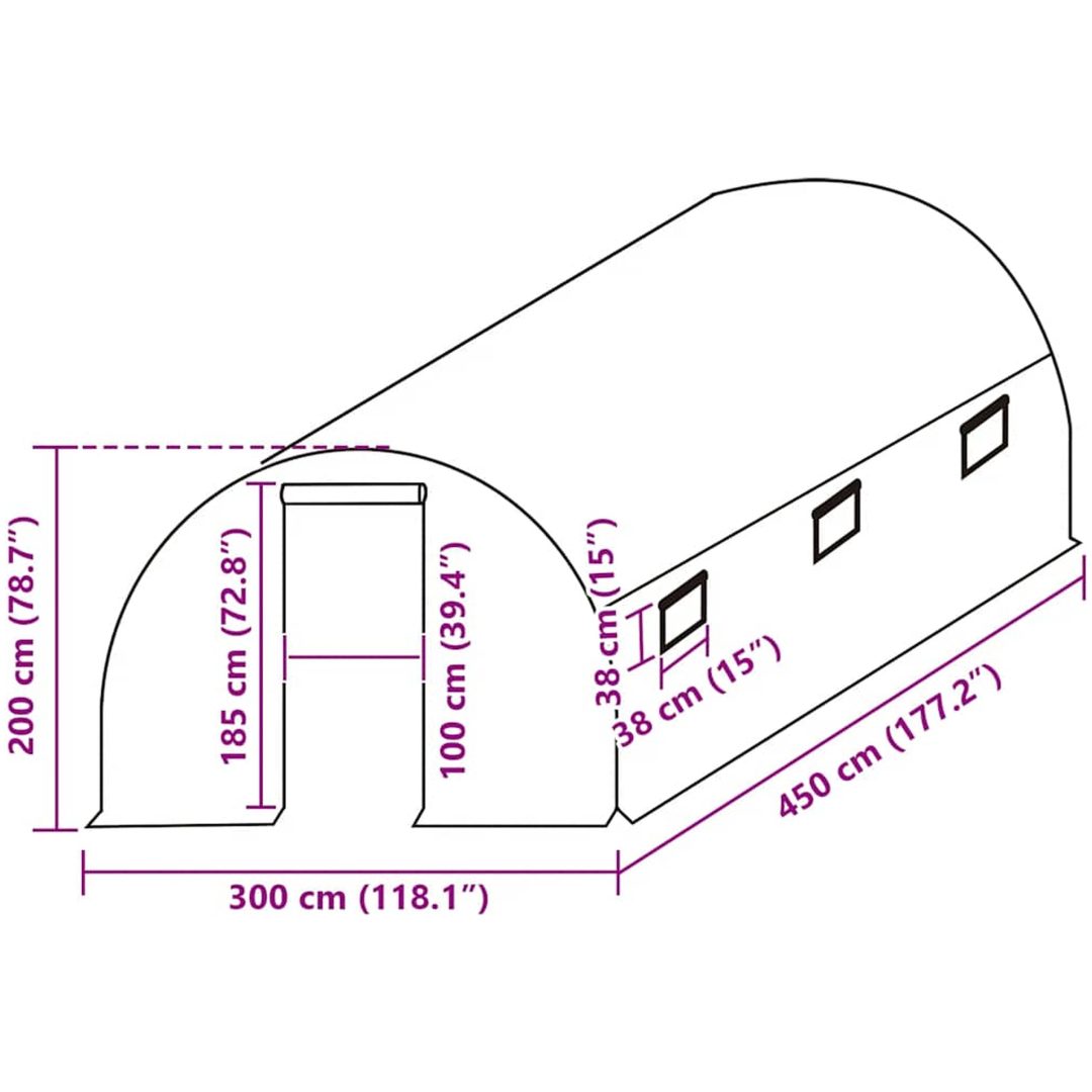 Växthusöverdrag (13,5 m²) grön vidaXL 300 x 450 x 200 cm – bild 5