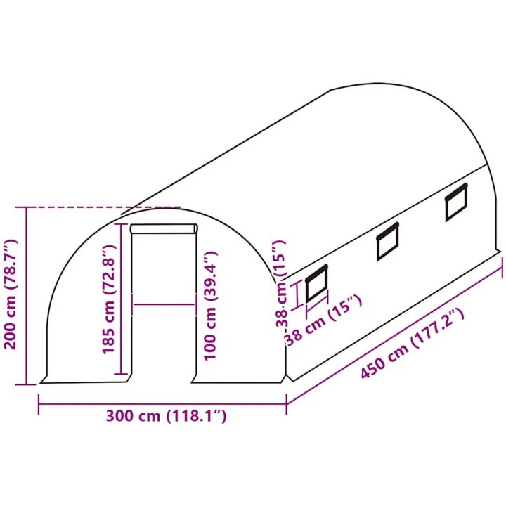 Växthusöverdrag (13,5 m²) grön vidaXL 300 x 450 x 200 cm – bild 5