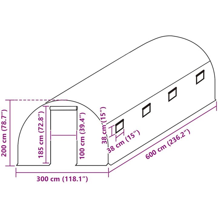 Växthusöverdrag (18 m²) 3x6x2 m genomskinlig vidaXL 300 x 600 x 200 m – bild 5