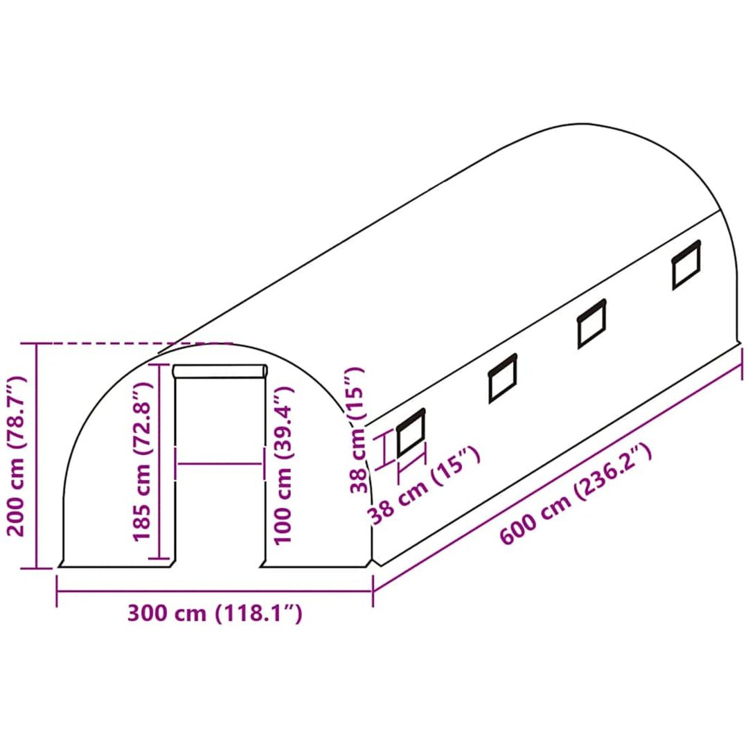 Växthusöverdrag (18 m²) grön vidaXL 300 x 600 x 200 cm – bild 6
