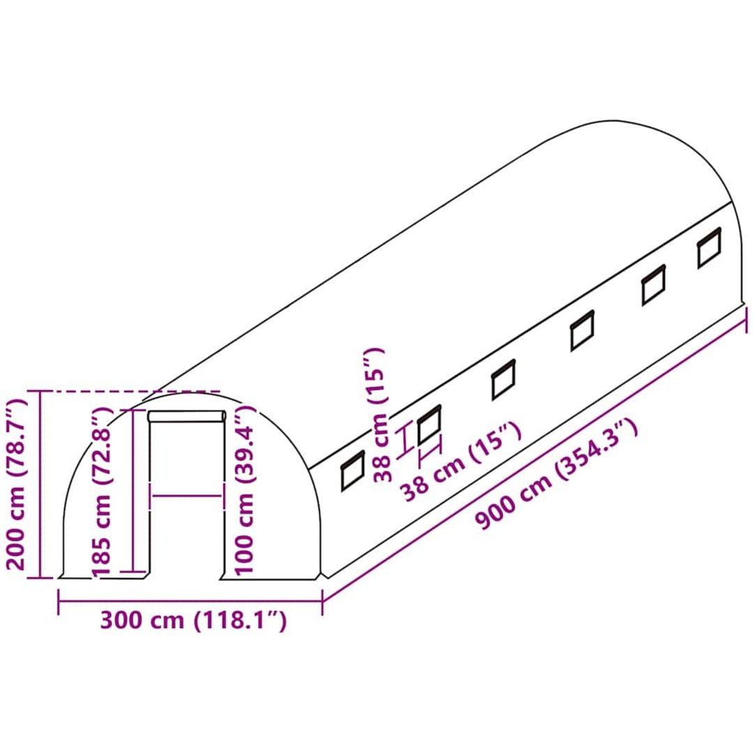 Växthusöverdrag (27 m²) 3x9x2 m genomskinlig vidaXL 300 x 900 x 200 m – bild 5