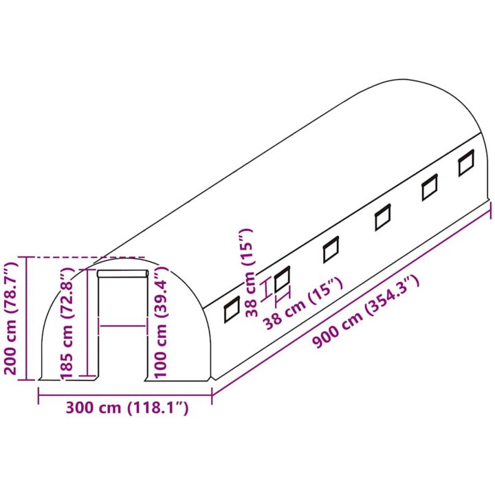 Växthusöverdrag (27 m²) 3x9x2 m genomskinlig vidaXL 300 x 900 x 200 m – bild 5