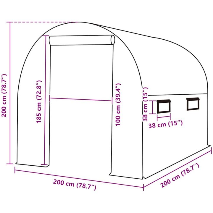 Växthusöverdrag (4 m²) grön vidaXL 200 x 200 x 200 cm – bild 5