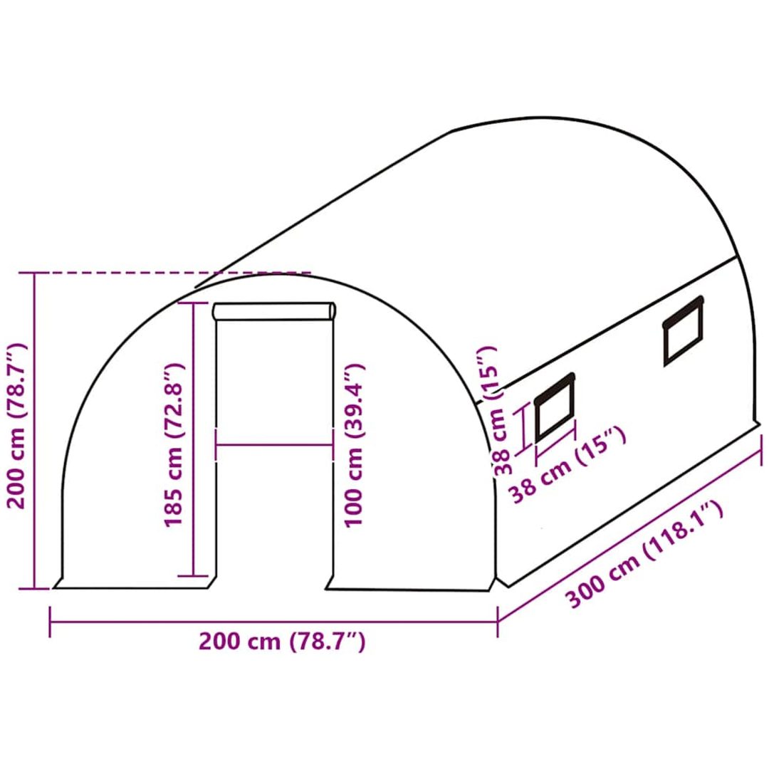 Växthusöverdrag (6 m²) grön vidaXL 200 x 300 x 200 cm – bild 5