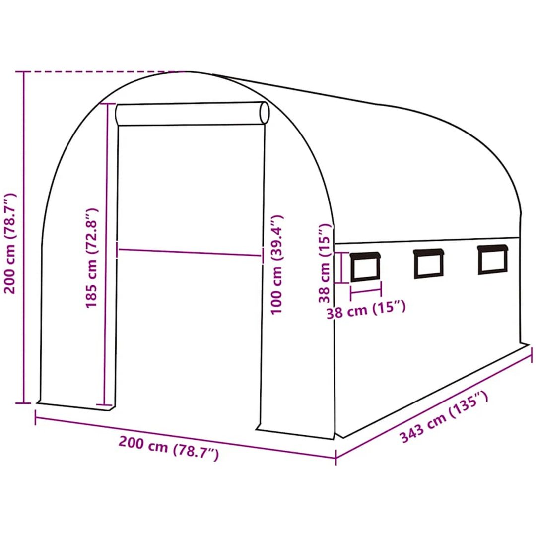 Växthusöverdrag (6,86 m²) grön vidaXL 200 x 343 x 200 cm – bild 5