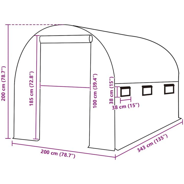 Växthusöverdrag (6,86 m²) grön vidaXL 200 x 343 x 200 cm – bild 5