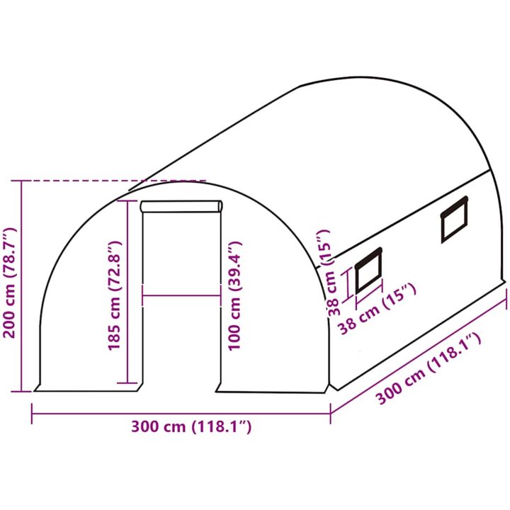 Växthusöverdrag (9 m²) 3x3x2 m genomskinlig vidaXL 300 x 300 x 200 m – bild 5