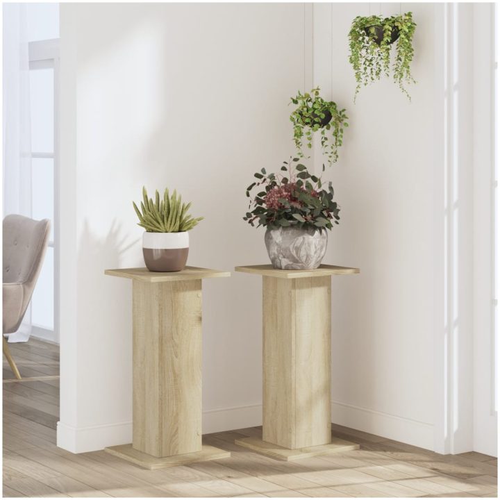 Växtställ 2 st sonoma-ek konstruerat trä vidaXL 30 x 30 x 60 cm – bild 3