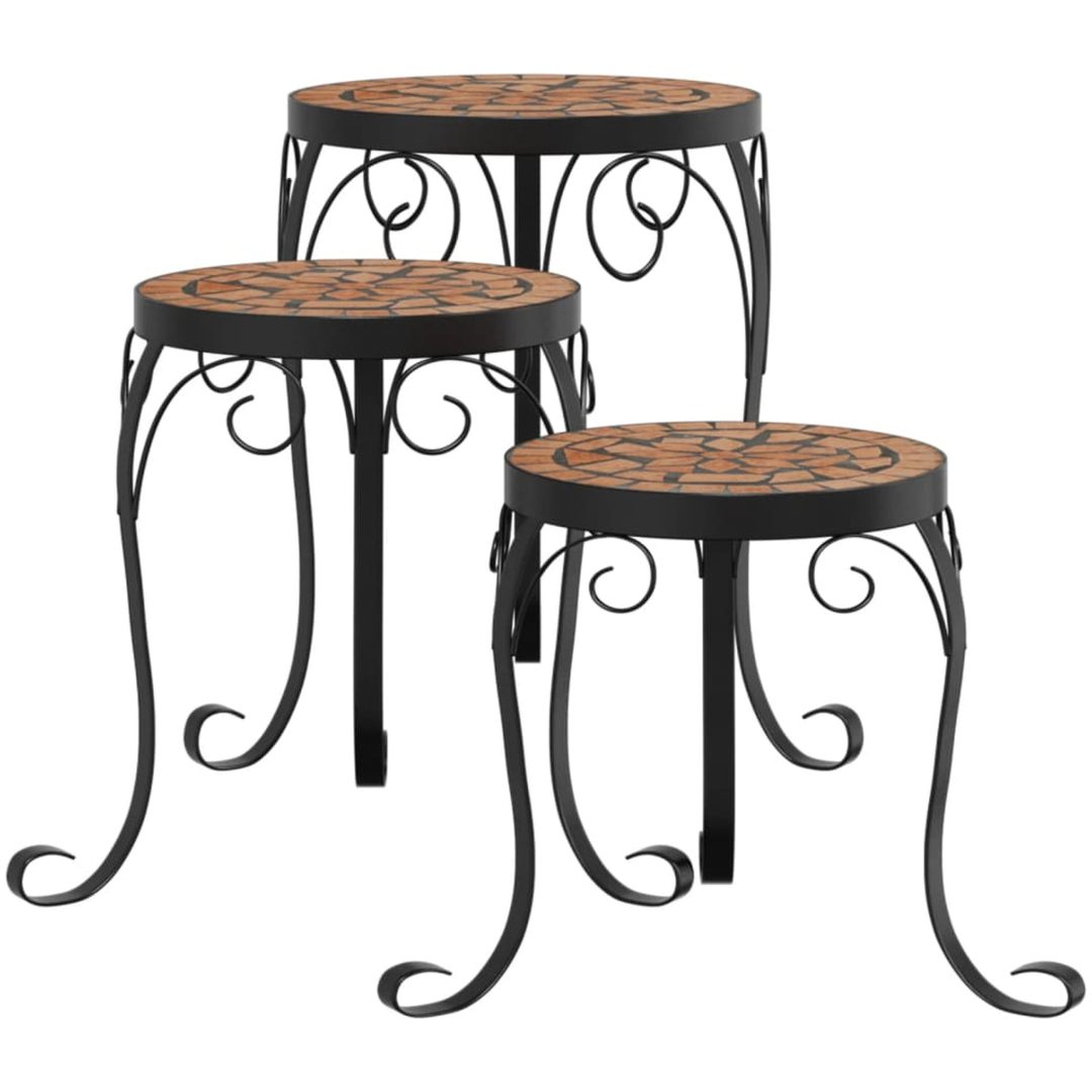 Växtställ 3 st terrakotta keramik vidaXL 26 x 35 cm – bild 2
