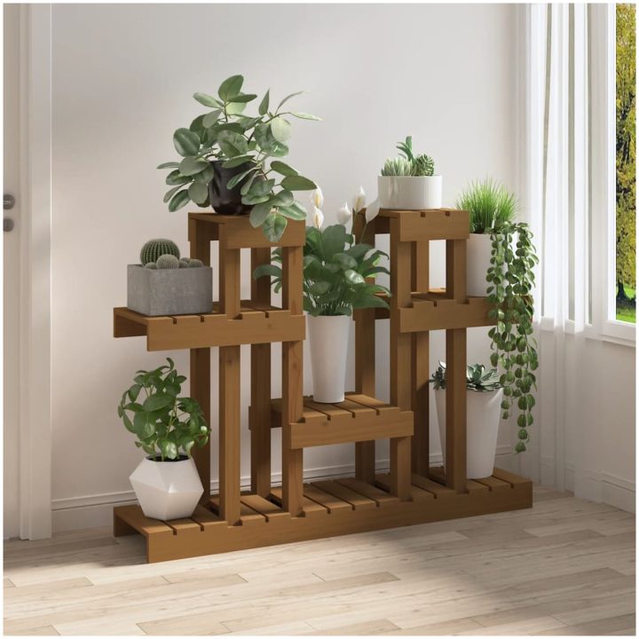Växtställ honungsbrun massiv furu vidaXL 104.5 x 25 x 77.5 cm – bild 3