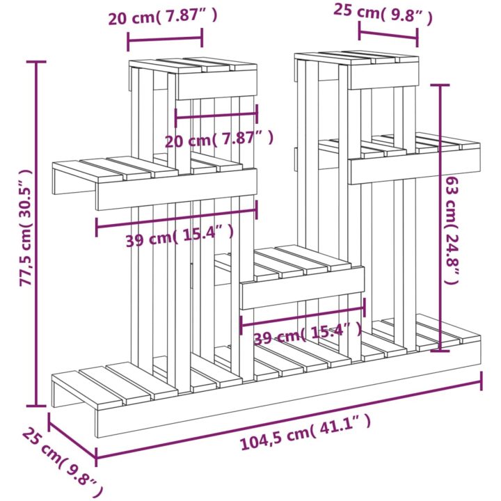 Växtställ massiv furu vidaXL 104.5 x 25 x 77.5 cm – bild 8