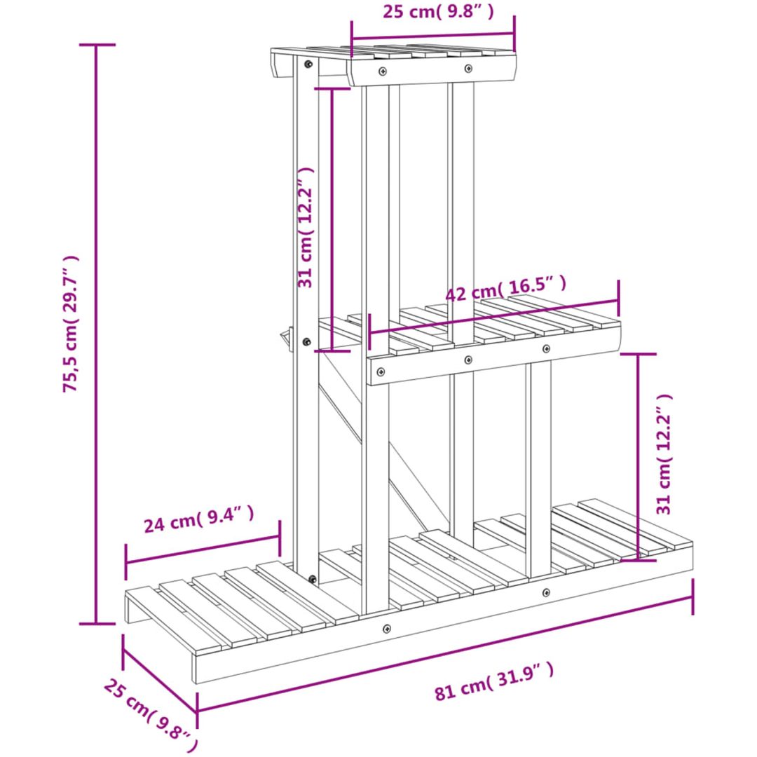 Växtställ massivt granträ vidaXL 81 x 25 x 75.5 cm – bild 8