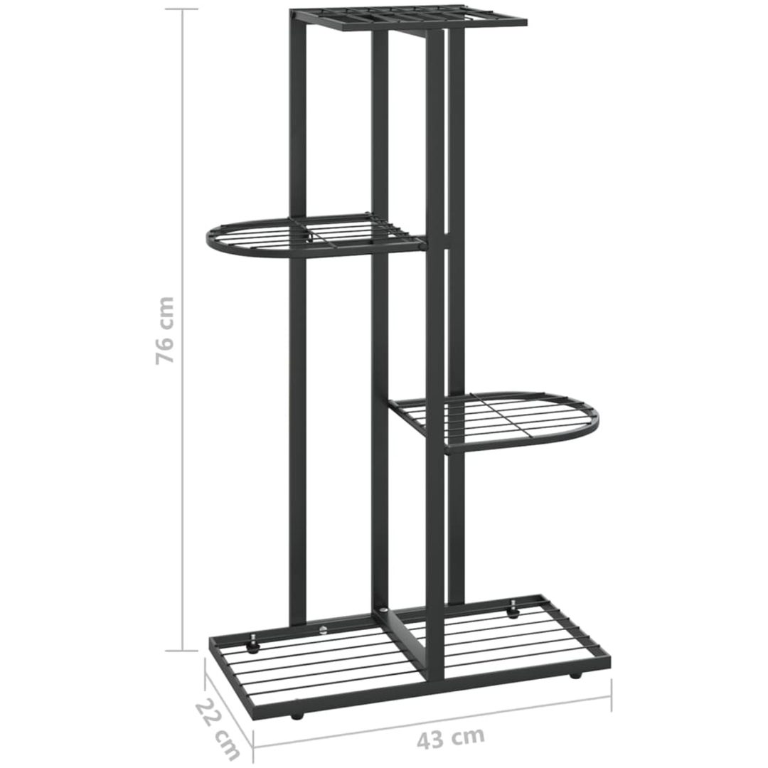 Växtställ med 4 hyllor svart metall vidaXL 43 x 22 x 76 cm – bild 7