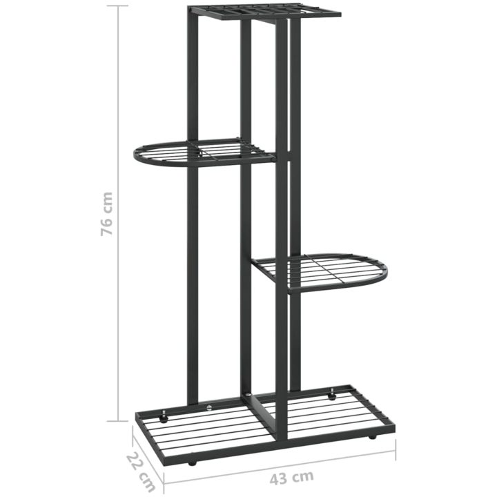Växtställ med 4 hyllor svart metall vidaXL 43 x 22 x 76 cm – bild 7