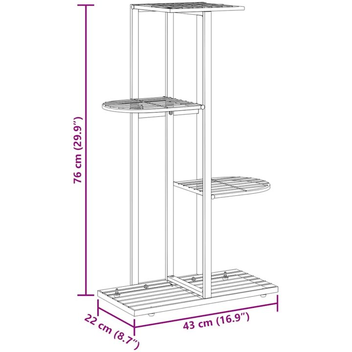 Växtställ med 4 hyllor svart metall vidaXL 43 x 22 x 76 cm – bild 9