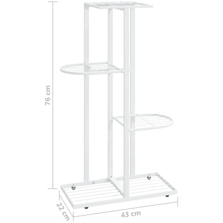 Växtställ med 4 hyllor vit metall vidaXL 43 x 22 x 76 cm – bild 7
