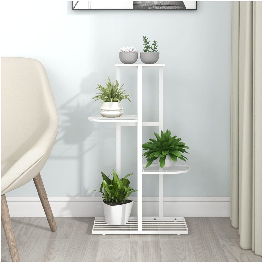 Växtställ med 4 hyllor vit metall vidaXL 43 x 22 x 76 cm