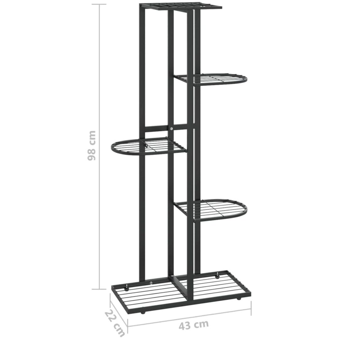 Växtställ med 5 hyllor svart metall vidaXL 43 x 22 x 98 cm – bild 7