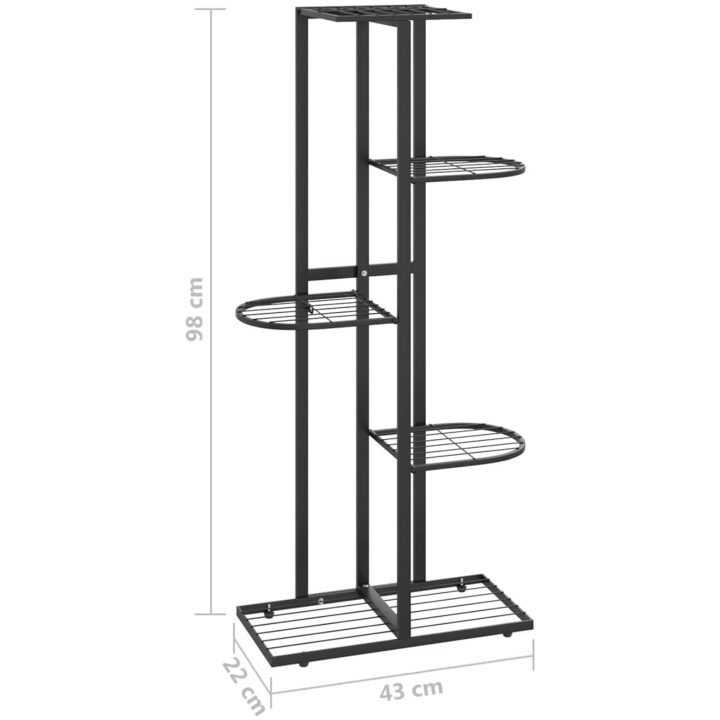 Växtställ med 5 hyllor svart metall vidaXL 43 x 22 x 98 cm – bild 7