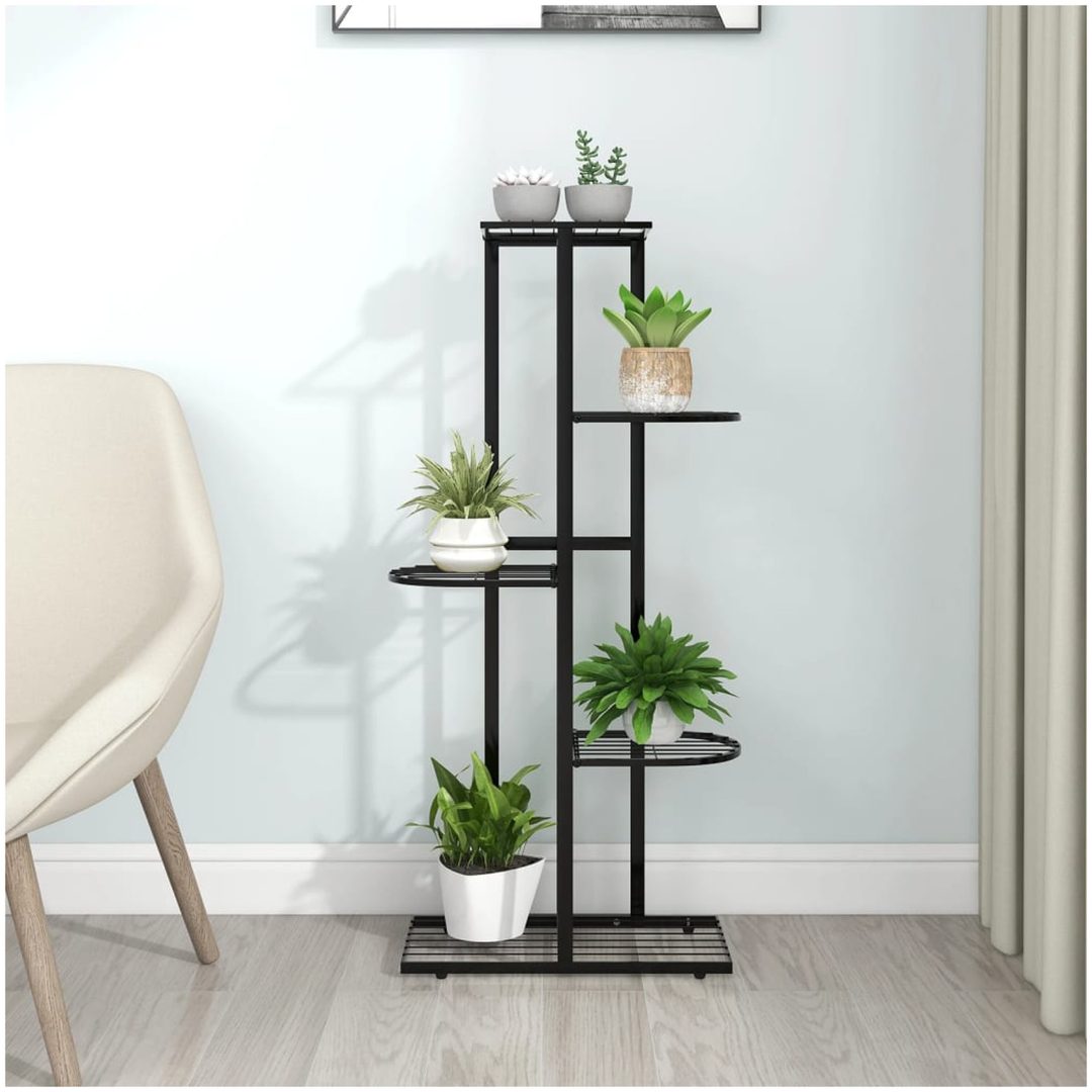 Växtställ med 5 hyllor svart metall vidaXL 43 x 22 x 98 cm