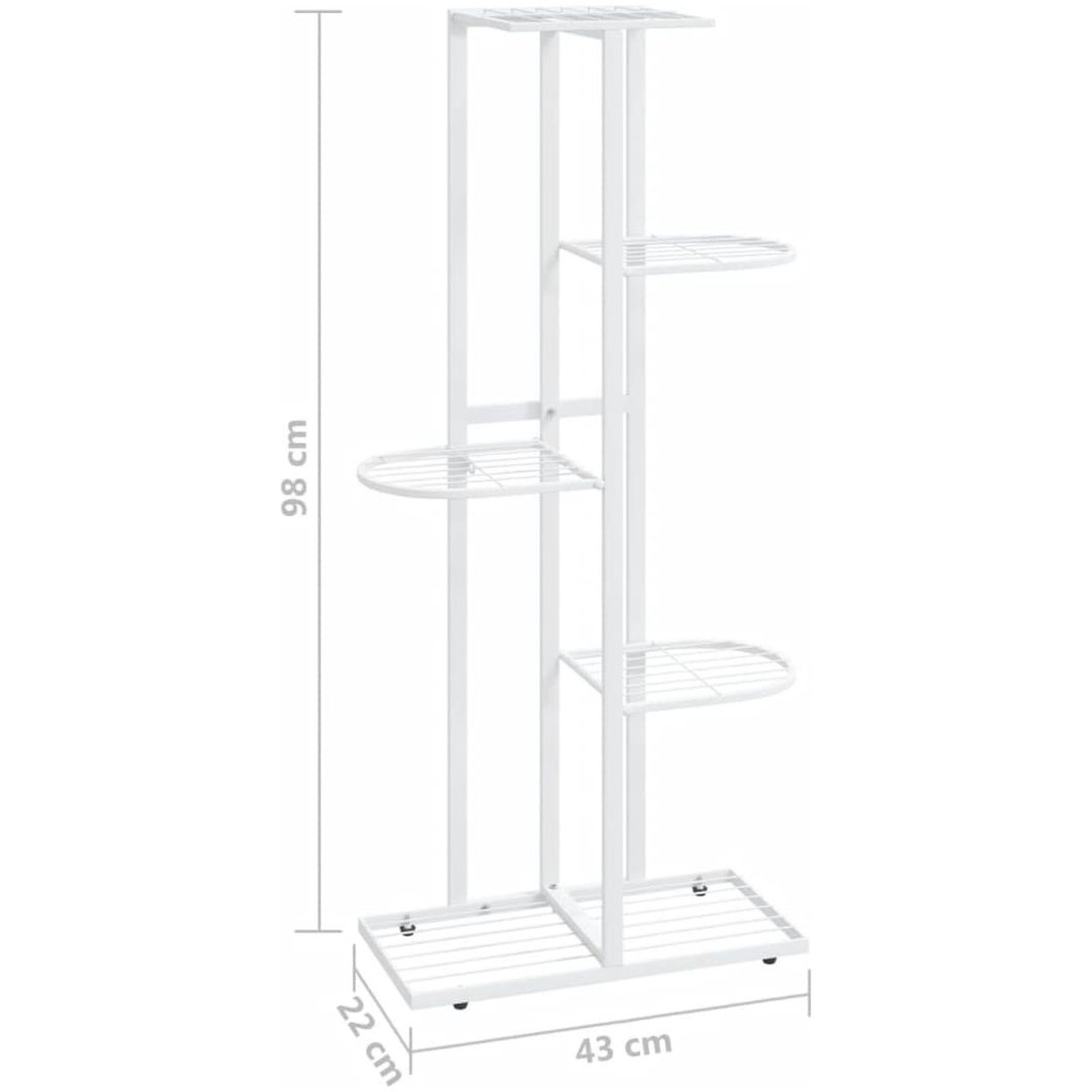 Växtställ med 5 hyllor vit metall vidaXL 43 x 22 x 98 cm – bild 7