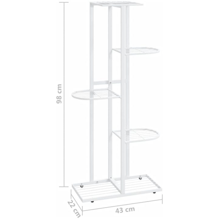 Växtställ med 5 hyllor vit metall vidaXL 43 x 22 x 98 cm – bild 7