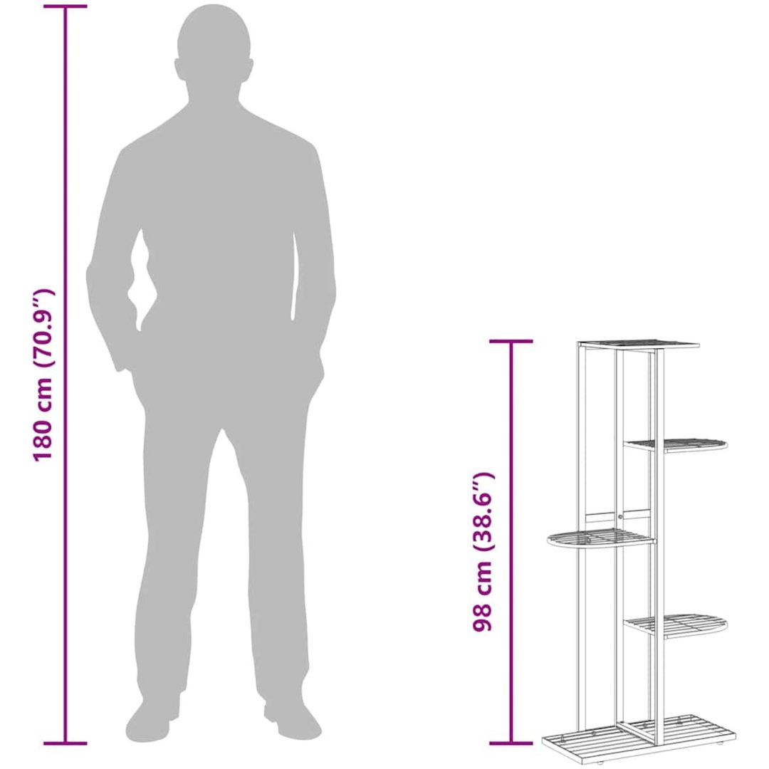 Växtställ med 5 hyllor vit metall vidaXL 43 x 22 x 98 cm – bild 10