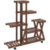 Växtställ med hjul 95x25x101 cm massiv furu vidaXL 25 x 95 x 101 cm – miniatyr 2