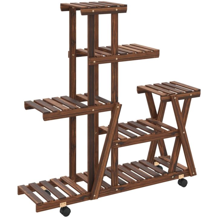 Växtställ med hjul 95x25x101 cm massiv furu vidaXL 25 x 95 x 101 cm – bild 2