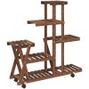 Växtställ med hjul 95x25x101 cm massiv furu vidaXL 25 x 95 x 101 cm – miniatyr 6