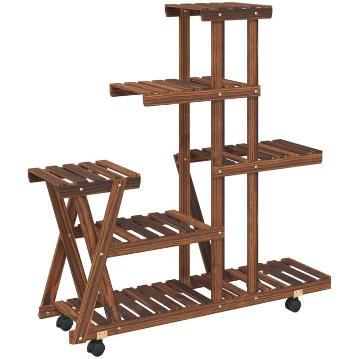 Växtställ med hjul 95x25x101 cm massiv furu vidaXL 25 x 95 x 101 cm – bild 6