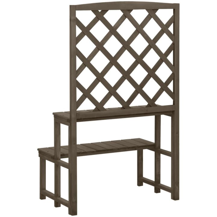 Växtställ med spaljé grå 70x42x115 cm massivt granträ vidaXL – bild 4