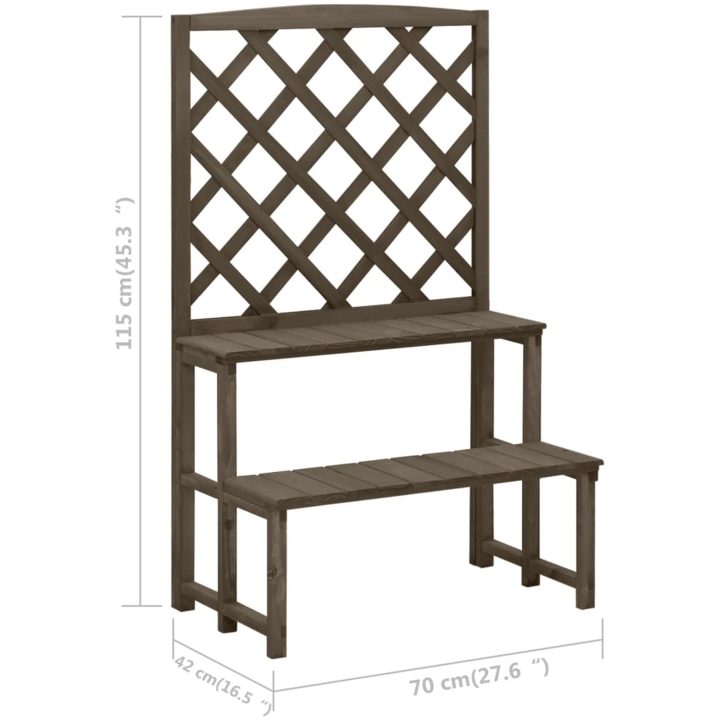 Växtställ med spaljé grå 70x42x115 cm massivt granträ vidaXL – bild 6
