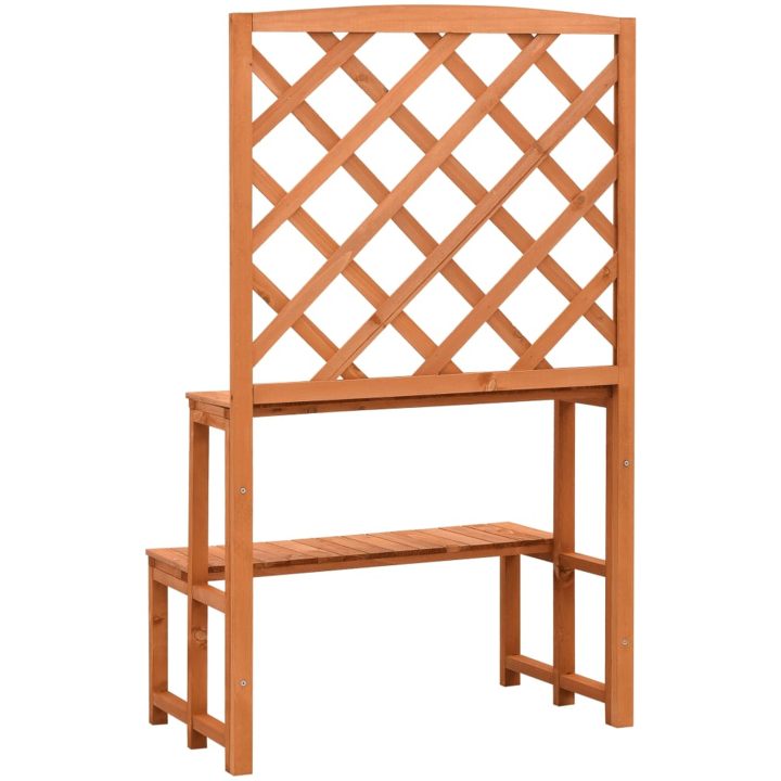 Växtställ med spaljé orange 70x42x120 cm massivt granträ vidaXL – bild 4