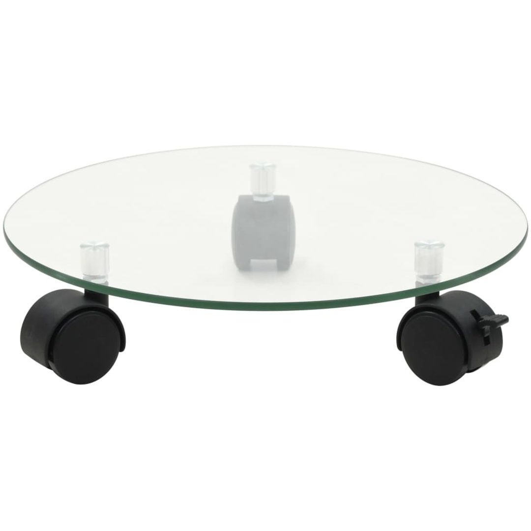 Växtställ på hjul 2 st härdat glas 28 cm rund vidaXL – bild 2